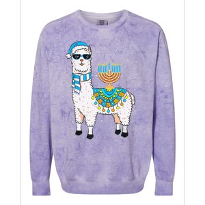 Hanukkah Llama Cute Alpaca Chanukah Christmas Colorblast Crewneck Sweatshirt