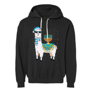 Hanukkah Llama Cute Alpaca Chanukah Christmas Garment-Dyed Fleece Hoodie