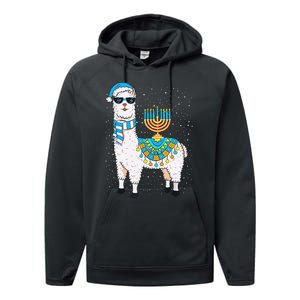 Hanukkah Llama Cute Alpaca Chanukah Christmas Performance Fleece Hoodie