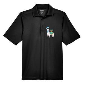 Hanukkah Llama Cute Alpaca Chanukah Christmas Men's Origin Performance Pique Polo