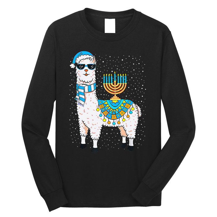 Hanukkah Llama Cute Alpaca Chanukah Christmas Long Sleeve Shirt