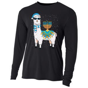 Hanukkah Llama Cute Alpaca Chanukah Christmas Cooling Performance Long Sleeve Crew