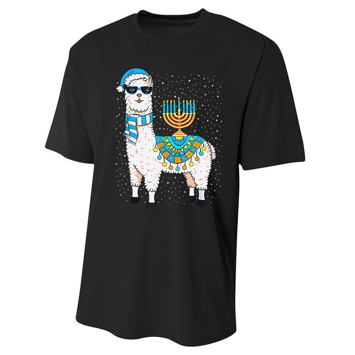 Hanukkah Llama Cute Alpaca Chanukah Christmas Performance Sprint T-Shirt