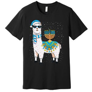 Hanukkah Llama Cute Alpaca Chanukah Christmas Premium T-Shirt