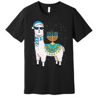 Hanukkah Llama Cute Alpaca Chanukah Christmas Premium T-Shirt