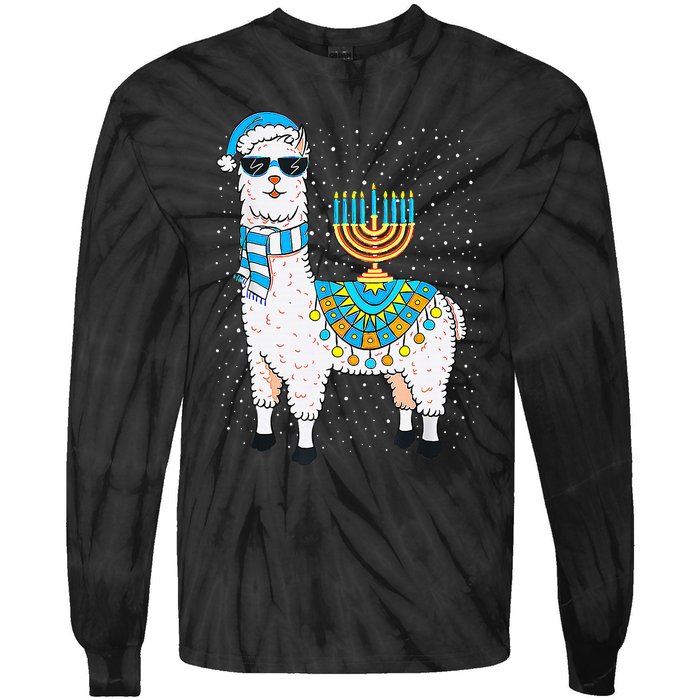 Hanukkah Llama Cute Alpaca Chanukah Christmas Tie-Dye Long Sleeve Shirt