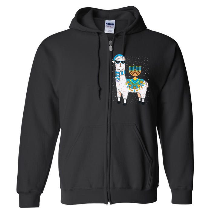 Hanukkah Llama Cute Alpaca Chanukah Christmas Full Zip Hoodie