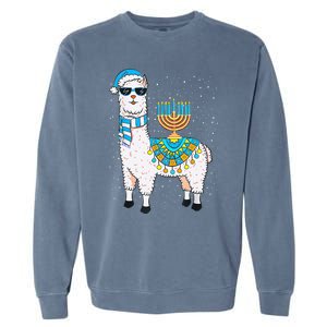 Hanukkah Llama Cute Alpaca Chanukah Christmas Garment-Dyed Sweatshirt