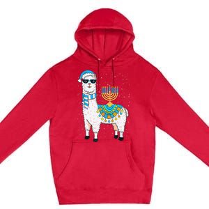 Hanukkah Llama Cute Alpaca Chanukah Christmas Premium Pullover Hoodie