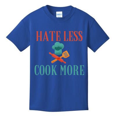 Hate Less Cook More Chef Cooking Home Cook Peace Lover Gift Kids T-Shirt