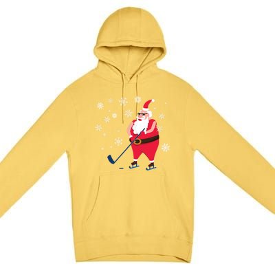 Hockey Lovers Christmas Party Christmas Hockey Santa Cool Gift Premium Pullover Hoodie