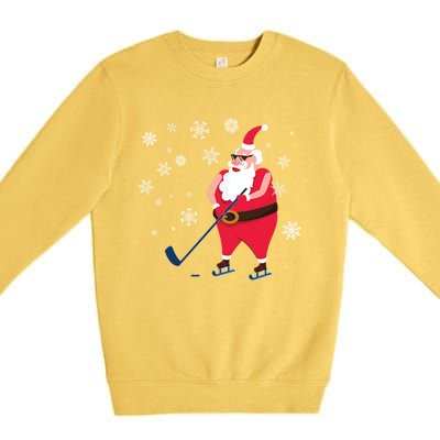 Hockey Lovers Christmas Party Christmas Hockey Santa Cool Gift Premium Crewneck Sweatshirt