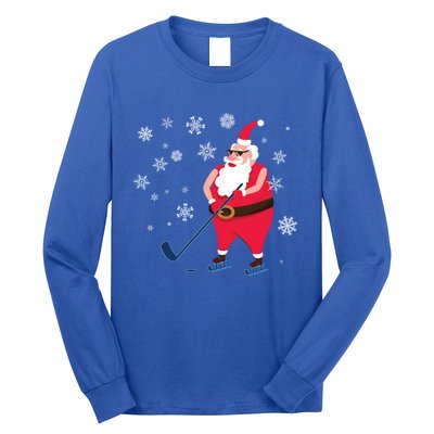 Hockey Lovers Christmas Party Christmas Hockey Santa Cool Gift Long Sleeve Shirt