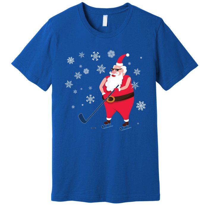 Hockey Lovers Christmas Party Christmas Hockey Santa Cool Gift Premium T-Shirt