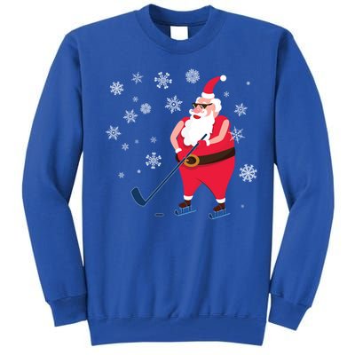 Hockey Lovers Christmas Party Christmas Hockey Santa Cool Gift Tall Sweatshirt