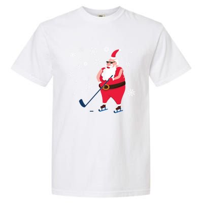 Hockey Lovers Christmas Party Christmas Hockey Santa Cool Gift Garment-Dyed Heavyweight T-Shirt