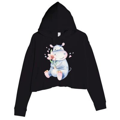 Hippo Lover Cute Hippo Hippo Crop Fleece Hoodie