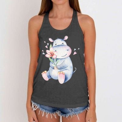 Hippo Lover Cute Hippo Hippo Women's Knotted Racerback Tank