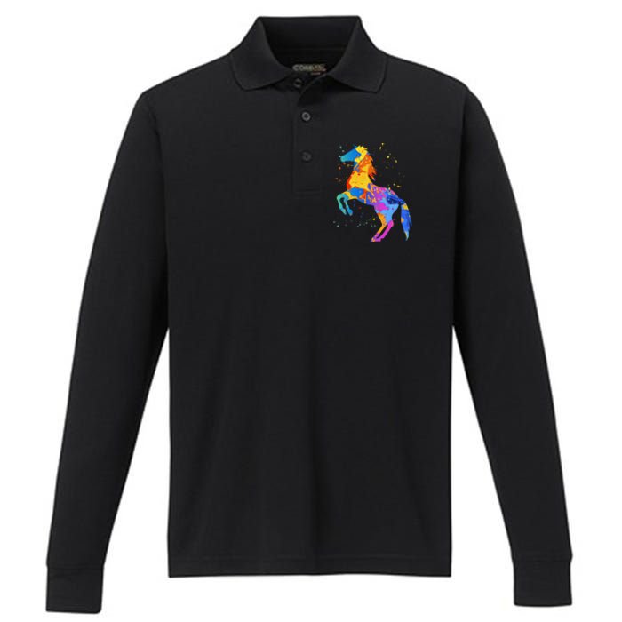 Horse Lover Clothing Wo Horse Performance Long Sleeve Polo