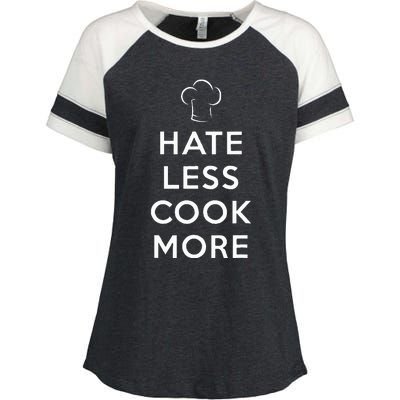 Hate Less Cook More Chef Cooking Enza Ladies Jersey Colorblock Tee