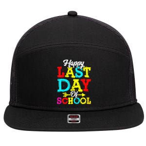 Happy Last Day Of School Graduation Teacher Students 7 Panel Mesh Trucker Snapback Hat