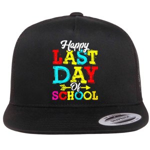 Happy Last Day Of School Graduation Teacher Students Flat Bill Trucker Hat