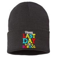 Happy Last Day Of School Graduation Teacher Students Sustainable Knit Beanie