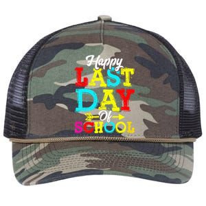 Happy Last Day Of School Graduation Teacher Students Retro Rope Trucker Hat Cap