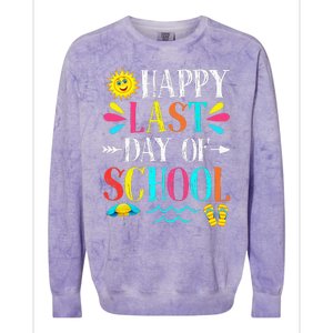 Happy Last Day Of School Teacher Student Graduation Colorblast Crewneck Sweatshirt