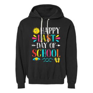 Happy Last Day Of School Teacher Student Graduation Garment-Dyed Fleece Hoodie