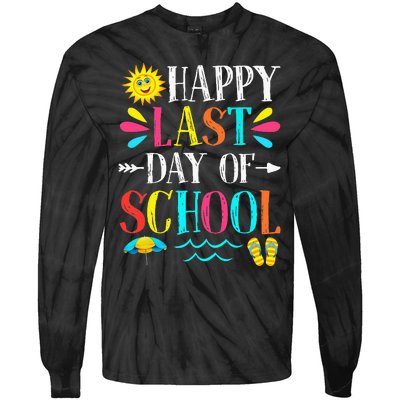 Happy Last Day Of School Teacher Student Graduation Tie-Dye Long Sleeve Shirt