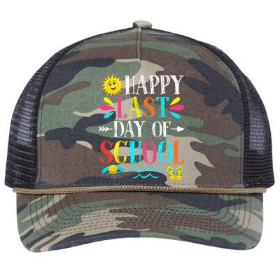 Happy Last Day Of School Teacher Student Graduation Retro Rope Trucker Hat Cap