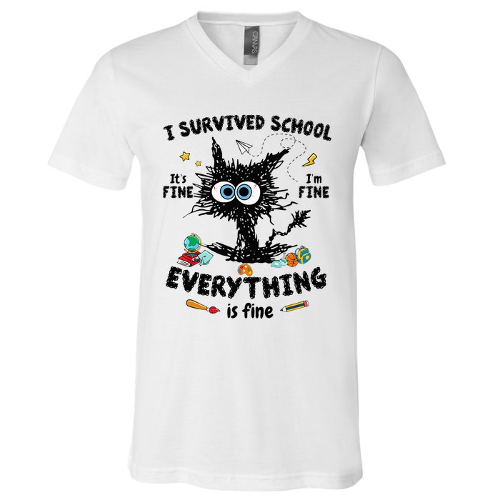 Happy Last Day Of School Teacher Student Graduation V-Neck T-Shirt