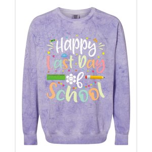 Happy Last Day of School Teacher Student Graduation Colorblast Crewneck Sweatshirt