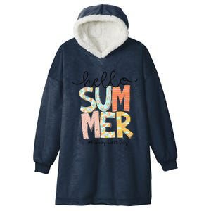 Happy Last Day Of School Teacher Student Hello Summer Gifts Hooded Wearable Blanket