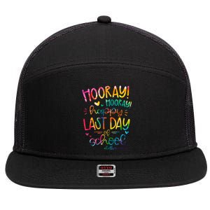 Happy Last Day Of School Hello Summer Students And Teachers 7 Panel Mesh Trucker Snapback Hat