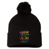 Happy Last Day Of School Hello Summer Students And Teachers Pom Pom 12in Knit Beanie