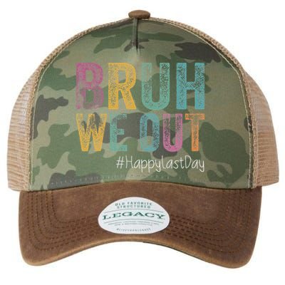 Happy Last Day Of School Bruh We Out Teachers Retro Vintage Legacy Tie Dye Trucker Hat