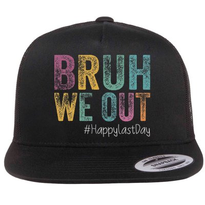 Happy Last Day Of School Bruh We Out Teachers Retro Vintage Flatbill Hat