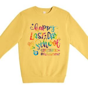 Happy Last Day Of School Hello Summer Teacher Student Shirts Premium Crewneck Sweatshirt