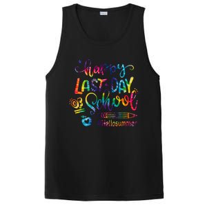 Happy Last Day Of School Hello Summer Teacher Student Shirts PosiCharge Competitor Tank