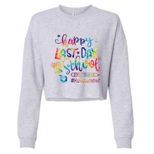 Happy Last Day Of School Hello Summer Teacher Student Shirts Cropped Pullover Crew