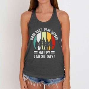 Happy Labor Day Celebration Graphic Women's Knotted Racerback Tank