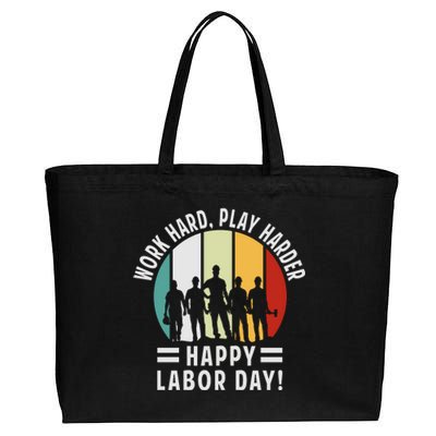 Happy Labor Day Celebration Graphic Cotton Canvas Jumbo Tote