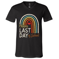 Happy Last Day Of School Teacher Student Graduation V-Neck T-Shirt