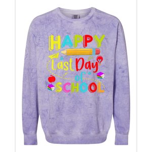 Happy Last Day Of School Hello Summer Teacher Student Colorblast Crewneck Sweatshirt