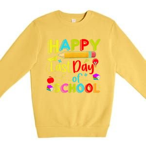 Happy Last Day Of School Hello Summer Teacher Student Premium Crewneck Sweatshirt