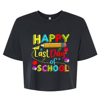 Happy Last Day Of School Hello Summer Teacher Student Bella+Canvas Jersey Crop Tee