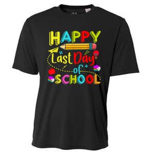 Happy Last Day Of School Hello Summer Teacher Student Cooling Performance Crew T-Shirt