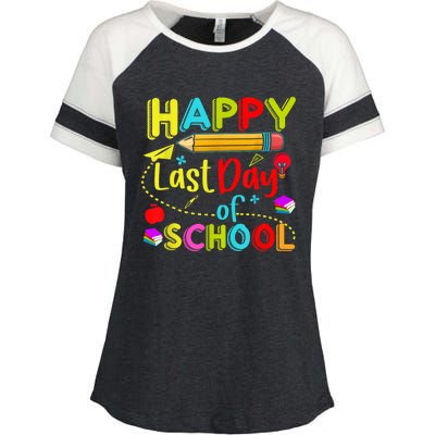 Happy Last Day Of School Hello Summer Teacher Student Enza Ladies Jersey Colorblock Tee